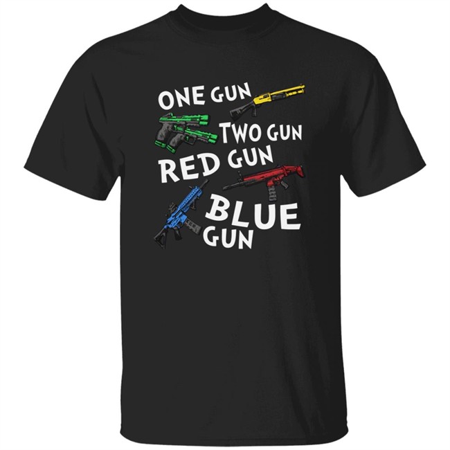 One Gun Two Gun Red Gun Blue Gun T Shirt