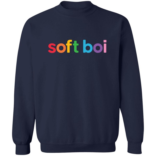 Soft Boi Merch Rainbow Text Crewneck Sweatshirt