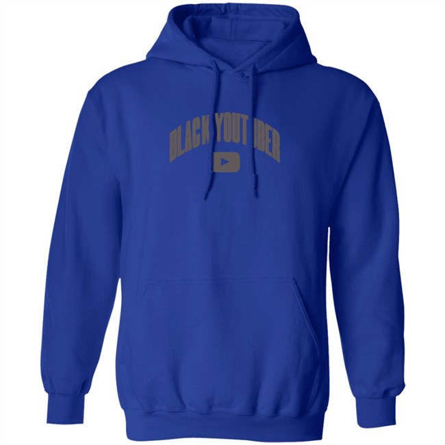 Black Youtuber Hoodie Black -Poudii Black Youtuber Hoodie Black -Poudii